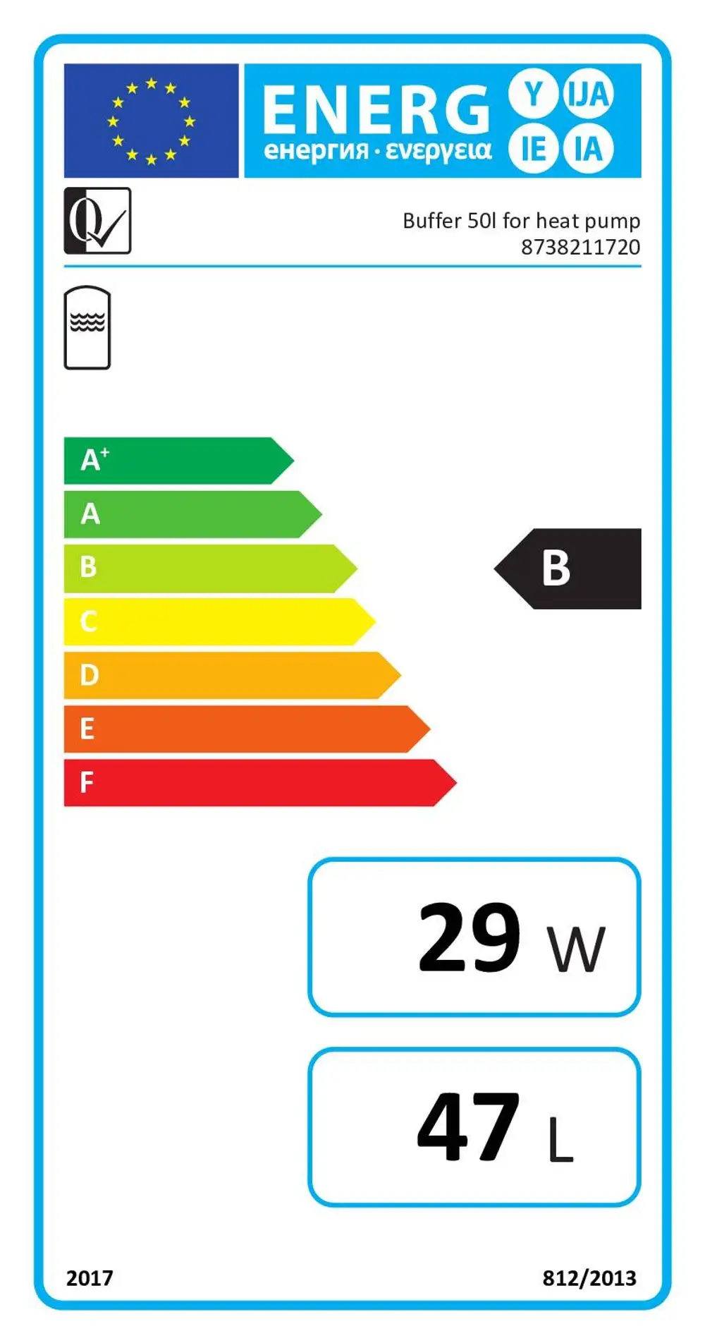 Bosch-integrierbarer-Pufferspeicher-50L-590x585x640-Unterkomponente-CS7800i-LW-8738211720_8738211720 Energieeffizienzklasse B